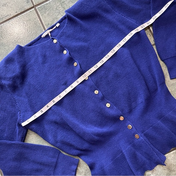 VTG 80s Purple/Blue  Chunky Knit Peplum Sweater Cardigan Top
Good condition - Picture 6 of 6